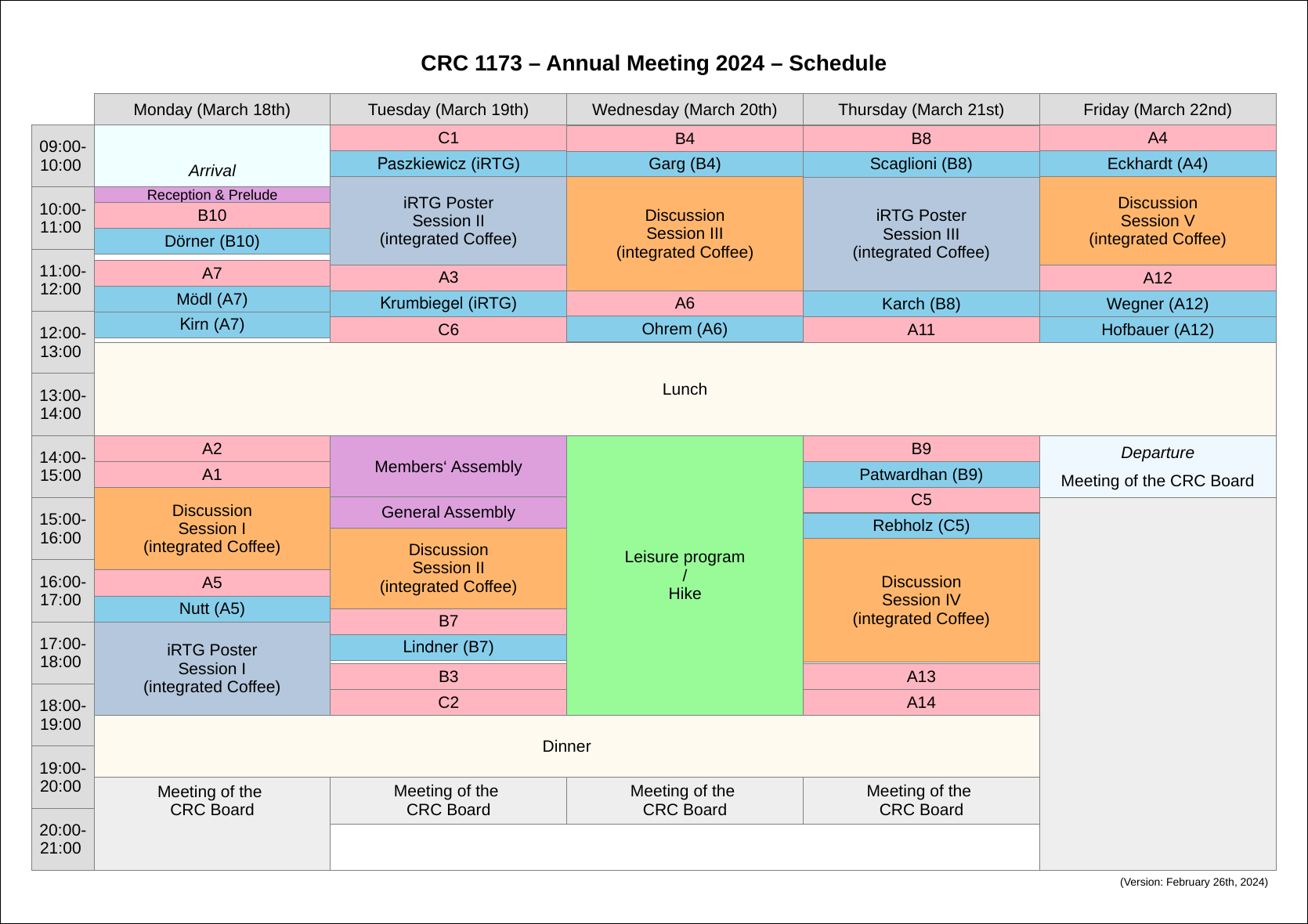 Schedule of the annual meeting in 2024