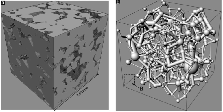 A pore network model of a porous medium