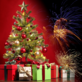Christmas tree and fireworks