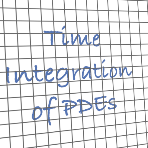 The title "Time Integration of PDEs" on squared paper